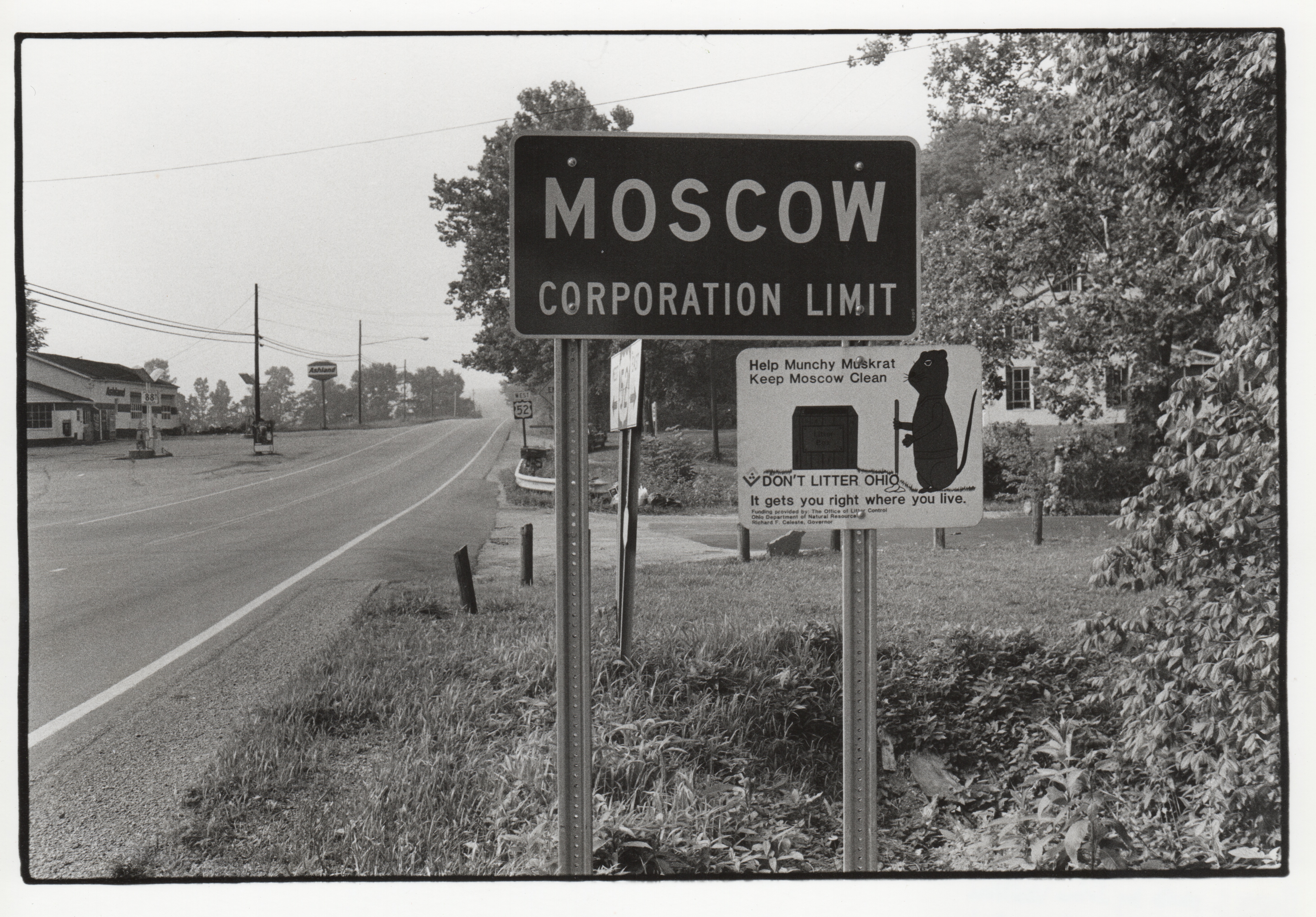 A road sign in Moscow, Ohio in 1987. A road sign in Moscow, Ohio in 1987.